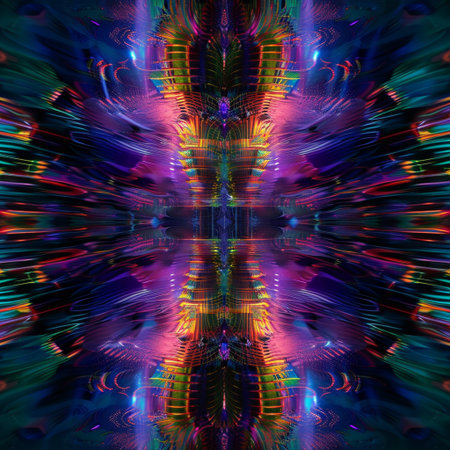 3D surreal illustration. Sacred geometry. Mysterious psychedelic relaxation pattern. Fractal abstract texture. Digital artwork graphic astrology magicの素材