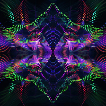 Abstract fractal computer generated composition with various geometrical shapes and linesの素材