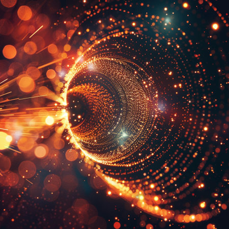 Abstract background with glowing particles. 3d rendering, 3d illustration.の素材