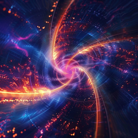 Abstract background. luminous swirling. Elegant glowing circle. Sparking particle. Space tunnel. Glossy jellyfish. Colorful ellipse. Glint sphereの素材