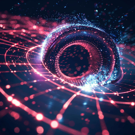 3d rendering of abstract technology concept background. Futuristic glowing particles.の素材