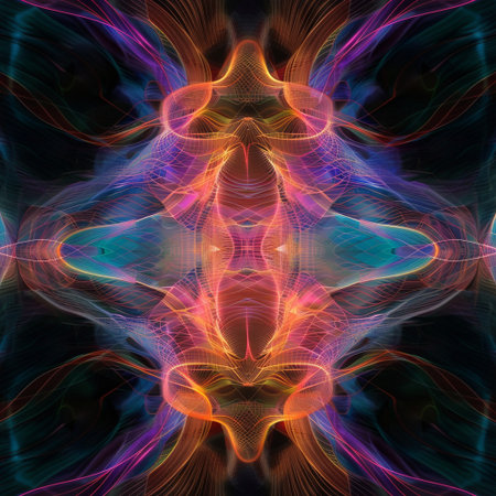 Abstract fractal computer generated composition with various geometrical shapes of different colorsの素材