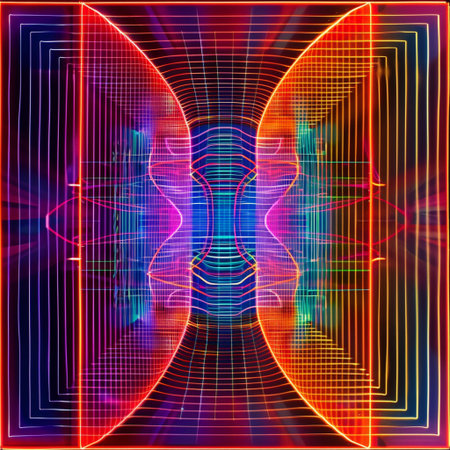 abstract background with a lot of colored lines and curves in itの素材