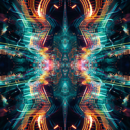 Abstract fractal computer generated composition with various geometrical shapes and linesの素材