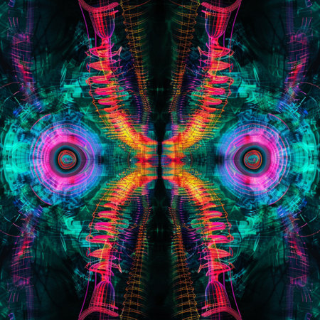 Abstract fractal computer generated composition with various geometrical shapes.の素材