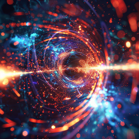 Abstract background. luminous swirling. Elegant glowing circle. Sparking particle. Space tunnel. Glossy jellyfish. Colorful ellipse. Glint sphereの素材