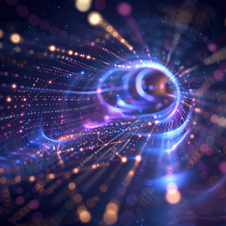 abstract technology background with glowing lines and particles. 3d renderingの素材