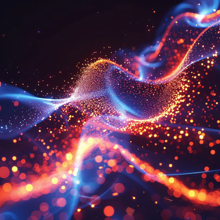 Abstract background with glowing particles. 3d rendering, 3d illustration.の素材