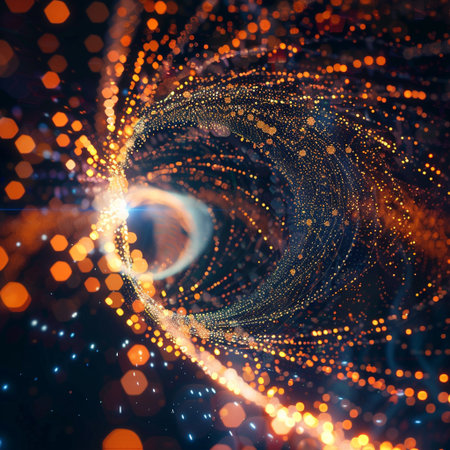 abstract background with glowing particles. 3d rendering, 3d illustration.の素材