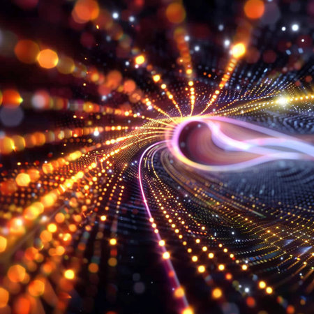 abstract background with glowing particles and lines. 3d rendering - illustrationの素材