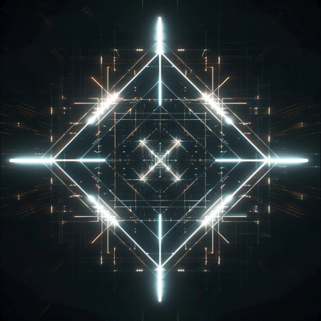 Futuristic technological background, glowing lines and dots. Vector illustration.の素材