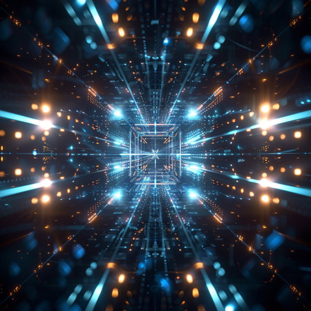 Abstract technology background, 3d render illustration, computer digital image.の素材