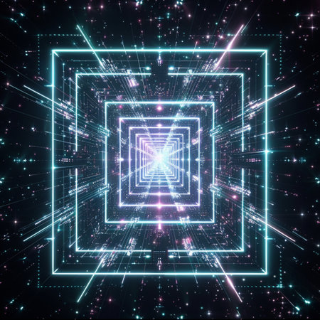 Futuristic technology background, glowing lines and dots. 3d renderingの素材