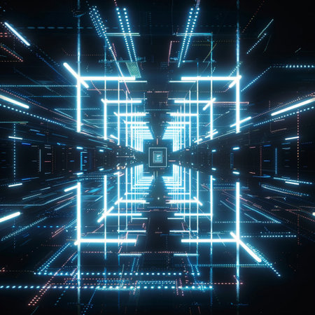 Abstract technology background, 3d rendering, toned image, square compositionの素材