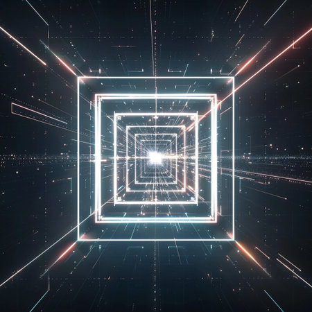 Futuristic technology background. 3d rendering toned image double exposureの素材