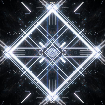 abstract background with glowing lines and geometric shapes, computer generated illustrationの素材