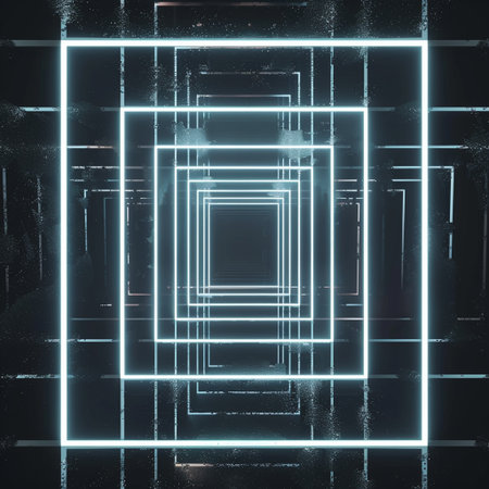 Futuristic abstract background with neon lights. 3D Renderingの素材