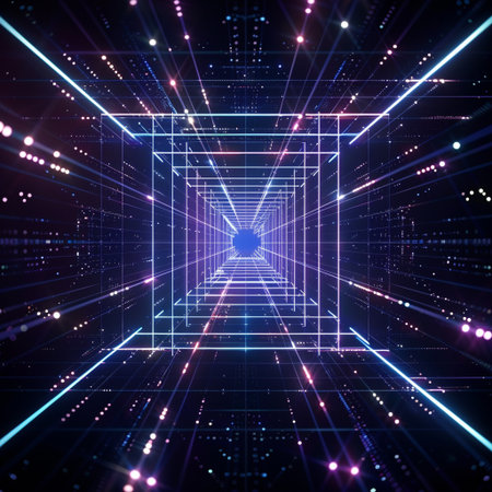 Abstract technology background, 3d render, square composition. Computer digital drawing.の素材