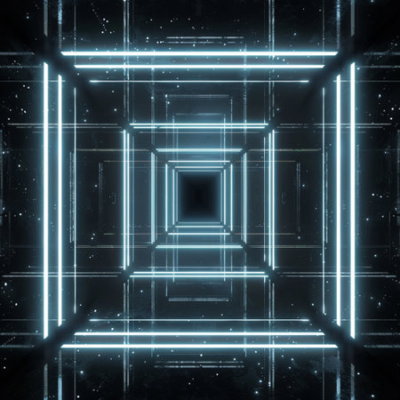 Neon geometric background, 3d rendering, computer digital drawing.の素材