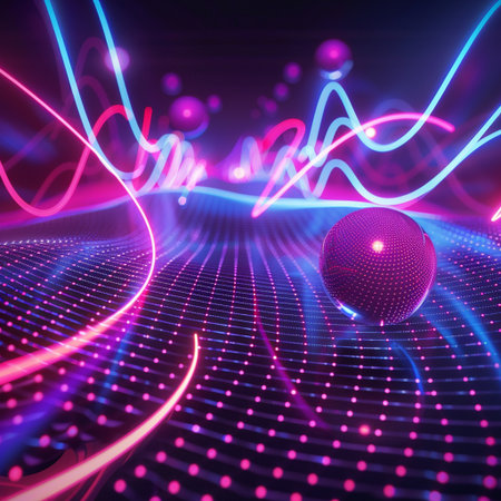 3d illustration of abstract background with particles and lines. Futuristic technology style.の素材