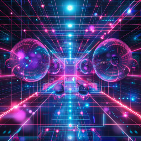 Abstract technology background, 3d render, computer digital illustration, hi tech conceptの素材