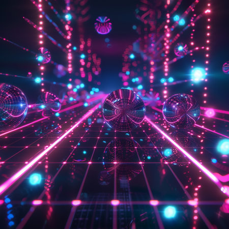 3d rendering of abstract technology background with glowing particles. Sci-fi conceptの素材