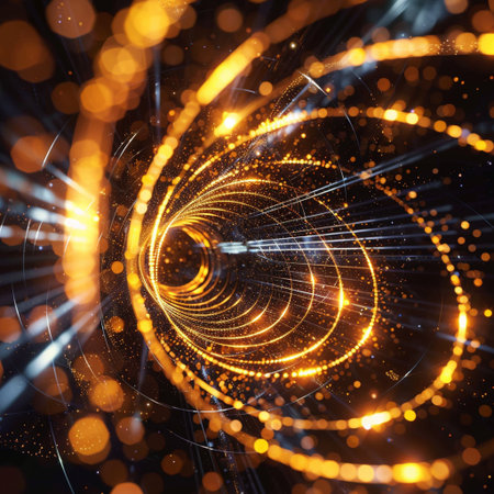 Abstract background. luminous swirling. Elegant glowing circle. Sparking particle. Space tunnel. Glossy jellyfish. Colorful ellipse. Glint sphereの素材