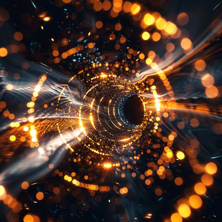 Abstract background. luminous swirling. Elegant glowing circle. Sparking particle. Space tunnel. Glossy jellyfish. Colorful ellipse. Glint sphereの素材