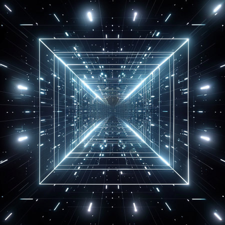 Abstract futuristic background with lines and glowing lights. 3D Renderingの素材