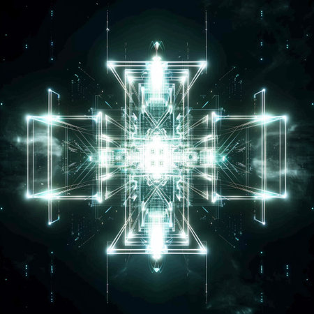 abstract technology background with glowing lines and particles. 3d renderingの素材