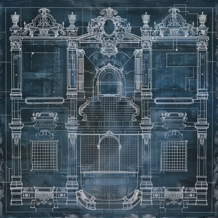 Architectural sketch on a dark blue background. 3d renderingの素材