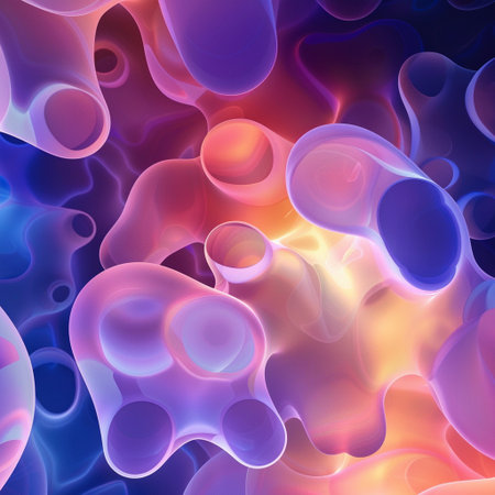 abstract background with blue and pink bubbles. 3d render illustrationの素材