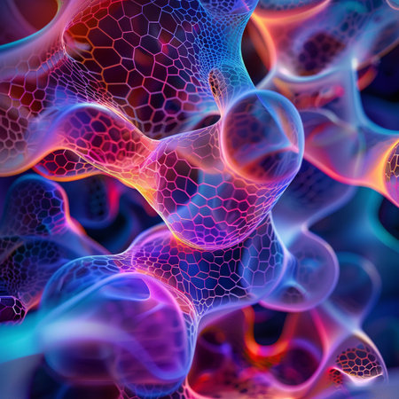 abstract background with blue, red and purple polygons, 3d renderの素材