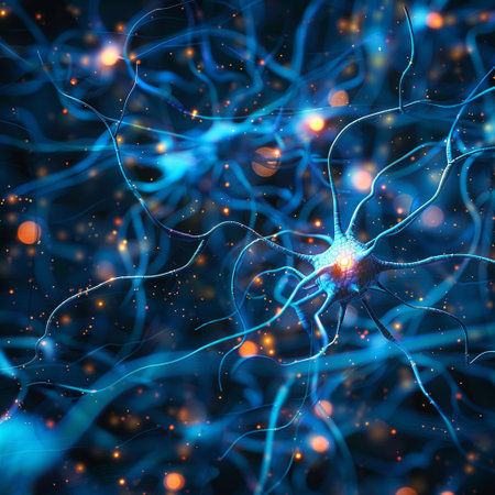Neuron cell close-up. Neuron cell, 3D renderingの素材