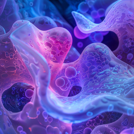 Digital illustration of cancer cell in digital background. 3D rendering.の素材