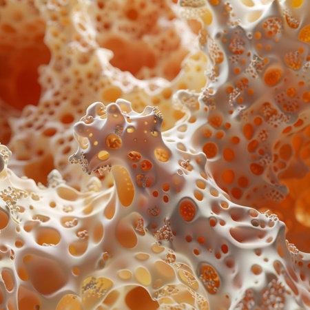 close up of abstract orange and brown fractal patterns on white backgroundの素材