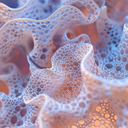 Abstract 3d rendering of chaotic structure. Futuristic background with dynamic waves.の素材