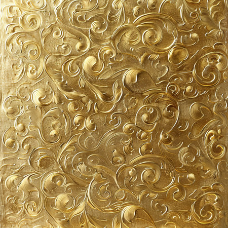 golden background with swirls and floral pattern, can be used as backgroundの素材