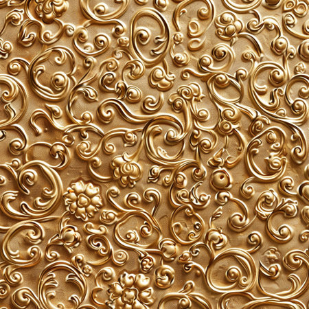golden texture with floral pattern in the form of a seamless backgroundの素材