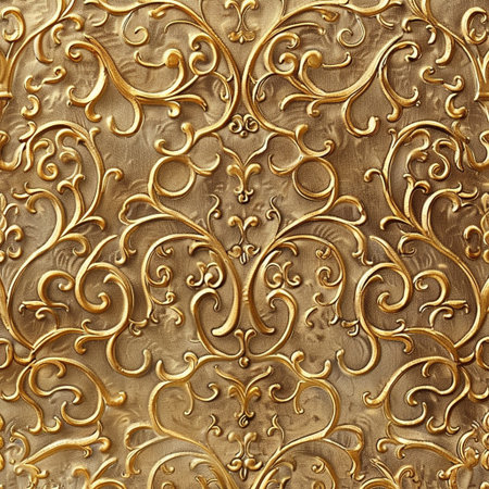 golden pattern on the wall, close-up, abstract backgroundの素材