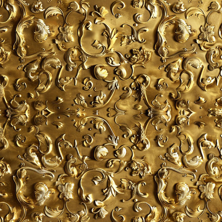 golden texture with floral ornaments on it for a backgroundの素材