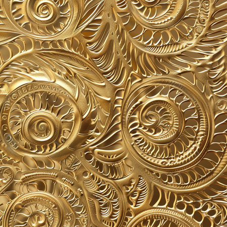 Gold metal pattern. Computer generated 3D photo rendering fractal.の素材