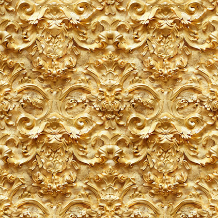 Seamless texture, background. Decorative golden stuccoの素材
