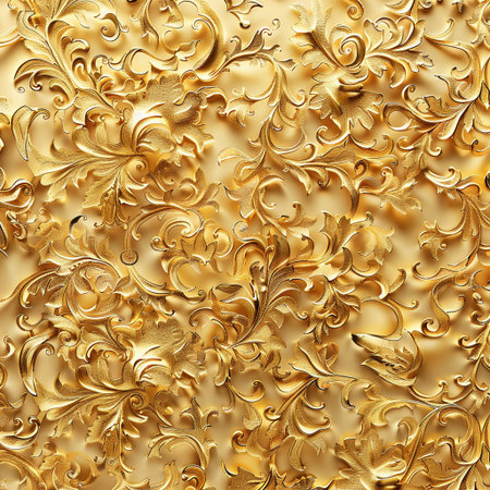 Seamless pattern with gold floral ornament. Luxury background.の素材