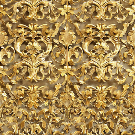 Luxury gold ornament on the wall. Seamless pattern.の素材