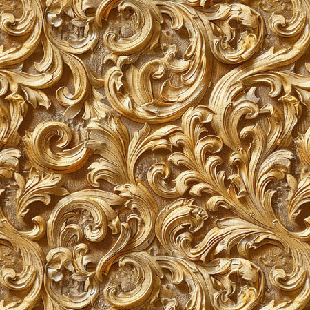 golden floral pattern on wall in Thai temple,Thailand.の素材