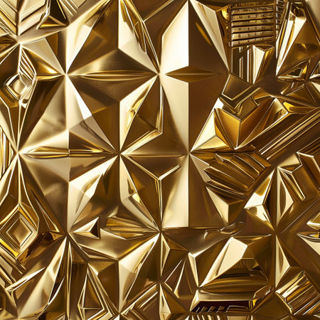 Gold abstract background. 3d rendering, 3d illustration. Geometric pattern.の素材