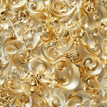Seamless pattern with golden curls. Vector image for your designの素材