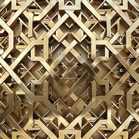 3d rendering of abstract golden ornament in arabic style.の素材