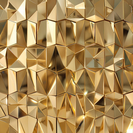 Gold abstract geometric background. 3d rendering, 3d illustration.の素材